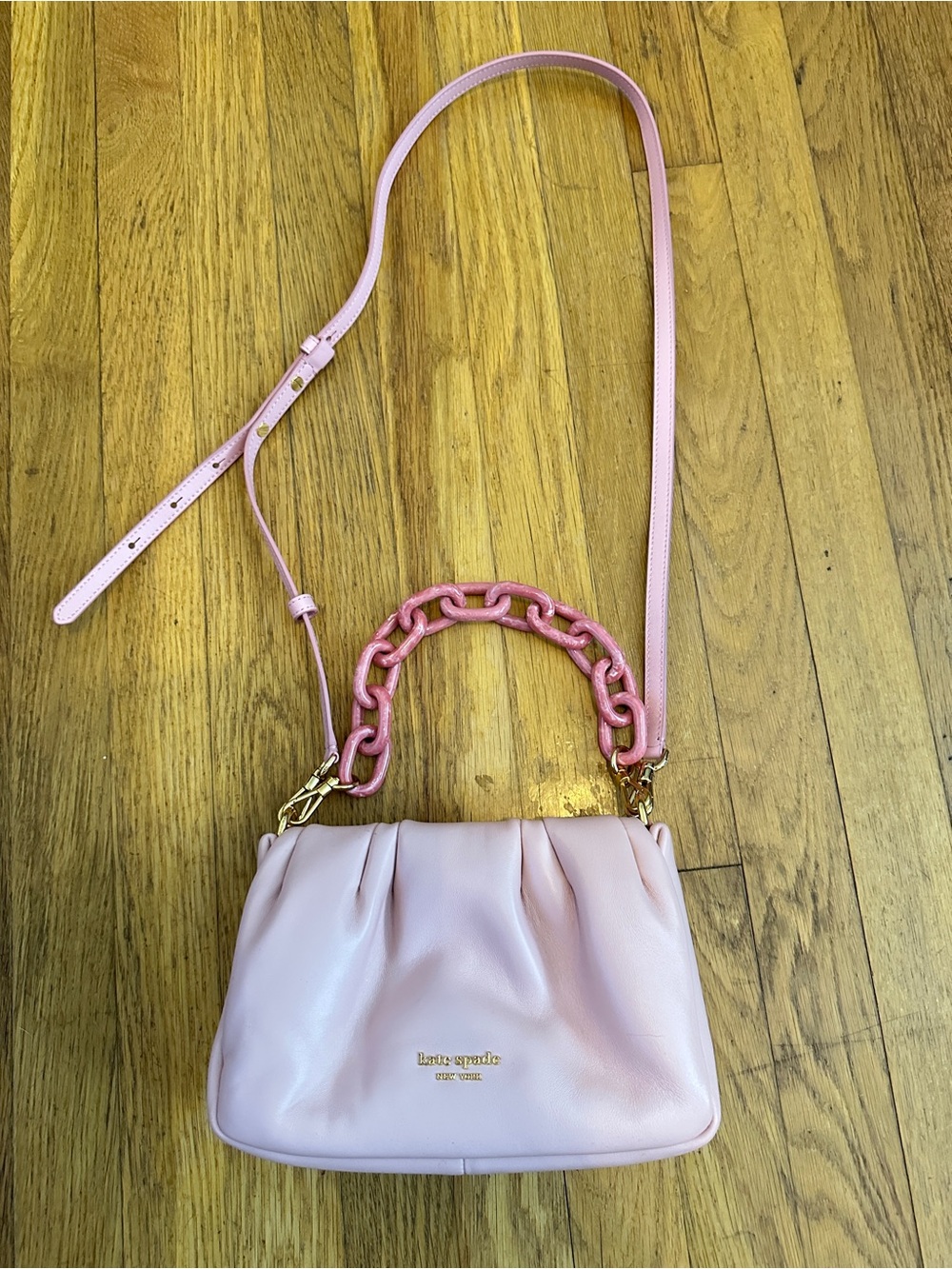 kate spade Blush Pink Leather Shoulder Bag with Chain Top Handle